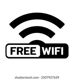 IIcon Wifi Gratis, Símbolo de punto caliente gratis para compartir Internet en la cafetería pública, Elementos gráficos de conexión de red, stock de Vector (Editable)