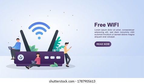 Free WIFI Illustration concept for public or private areas.