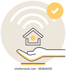 Free Wifi  - Infographic Icon Elements from Hostel Services Set. Flat Thin Line Icon Pictogram for Website and Mobile Application Graphics.