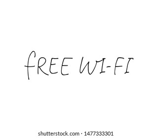 Free Wi-Fi ink pen vector calligraphy. Connection zone wifi vector lettering. Good as poster, t shirt print, social media content, blog, vlog, business element, card, poster. Isolated on white.