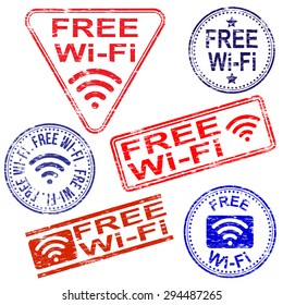 Free wifi internet vector rubber stamp illustrations