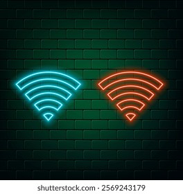 Free wi-fi neon sign. Wi-fi access sign in blue rectangle..