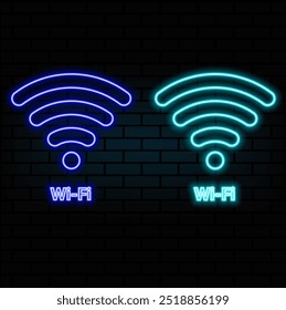 Free Wifi Neon Signs Style Text Vector. neon.