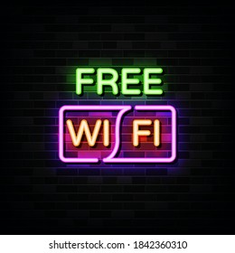 Free Wifi Neon Text Vector. neon sign  design template