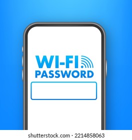 Free WiFi Password Symbol Sign. Vector stock illustration.