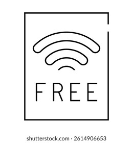free wifi plate line icon vector. free wifi plate sign. isolated contour symbol black illustration