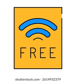 free wifi plate line icon vector. free wifi plate sign. isolated symbol illustration
