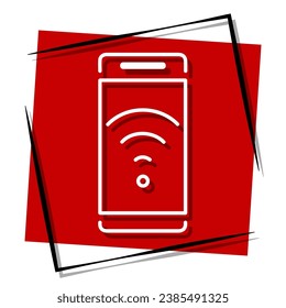 free wifi red banner in frame. Vector illustration.