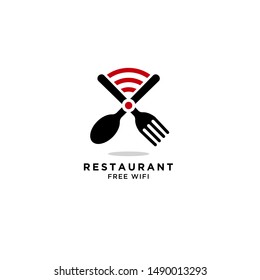 Free Wifi Restaurant logo vector icon ilustration