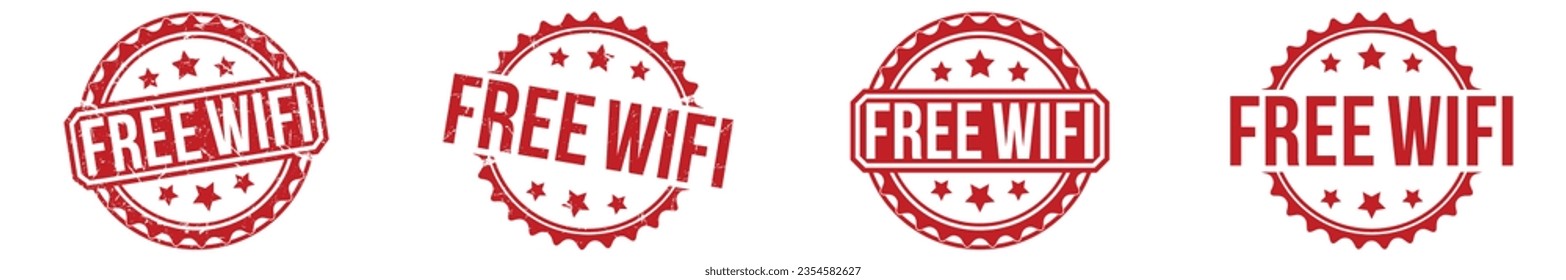 Free Wifi rubber stamp vector illustration on white background. Free Wifi rubber stamp
