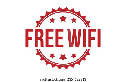 Free Wifi rubber stamp vector illustration on white background. Free Wifi rubber stamp