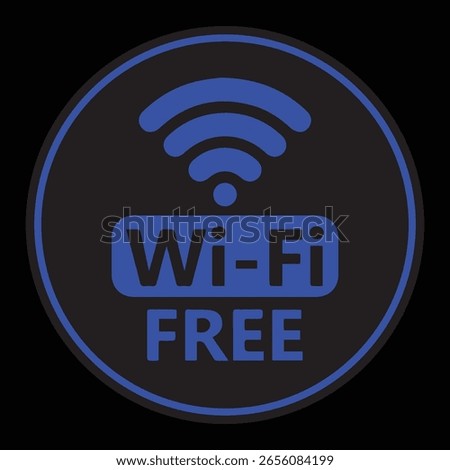 Free Wi-Fi Sign , Blue Wireless Hotspot Icon