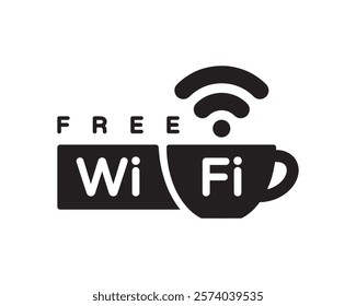 Free WiFi Sign, High-Quality Vector Image for Indicating Complimentary Internet Access, Clear and Recognizable Symbol