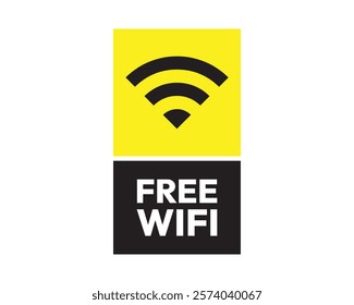 Free WiFi Sign, High-Quality Vector Image for Indicating Complimentary Internet Access, Clear and Recognizable Symbol