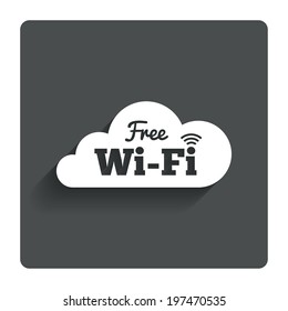 Free wifi sign. Wifi symbol. Wireless Network icon. Wifi zone. Gray flat button with shadow. Modern UI website navigation. Vector