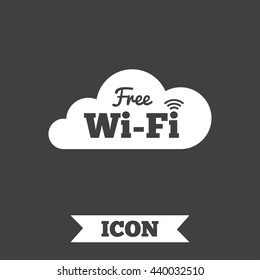 Free wifi sign. Wifi symbol. Wireless Network icon. Wifi zone. Graphic design element. Flat wifi internet symbol on dark background. Vector