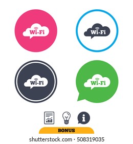 Free wifi sign. Wifi symbol. Wireless Network.