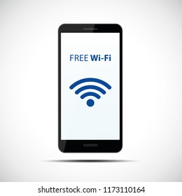 free wi-fi symbol in black smartphone mobile phone vector illustration EPS10