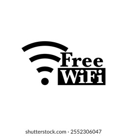 Free wifi symbol with black and white style and negative space. Simple and flat free wifi symbol element design. Illustration design with technology theme