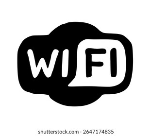 Símbolo Wi-Fi gratuito Ícone Conexão Compartilhamento Computador Compartilhar Dados Badge wi-fi Mão desenhada