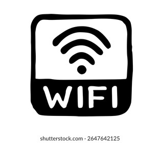 Free Wifi Symbol Icon Connection Sharing Computer Share Data Badge wi-fi Hand Drawn