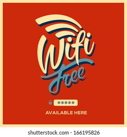 Free wifi symbol retro style, vector image. 