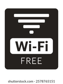 Free Wi-Fi Symbol with Strong Signal Icon for Public Internet Connectivity and Wireless Network Access