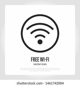 Free wi-fi symbol, thin line icon of internet signal. Modern vector illustration.