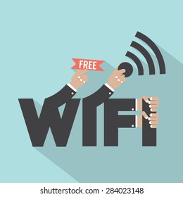 Free Wifi Typography Design Vector Illustration