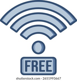 Free wifi vector icon with transparent background. Changeable blue color design.