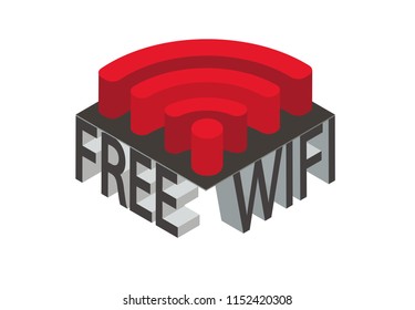 Free wifi vector. Isometric wireless internet connection illustration.