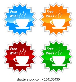 Free wi-fi vector labels set on a white background