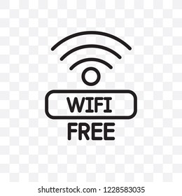 Free wifi vector linear icon isolated on transparent background, Free wifi transparency concept can be used for web and mobile