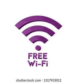 Free wi-fi. Wireless technology. Purple icon. Vector illustration