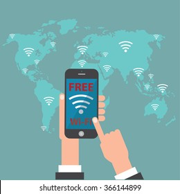 free wifi with world map