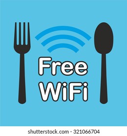 Free wifi zone, icon concept for restaurant. Free wifi location
