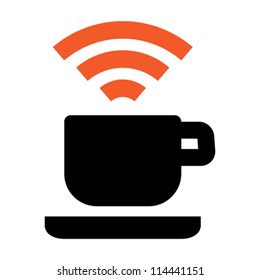 Free Wi-Fi zone icon: cup with wireless signal