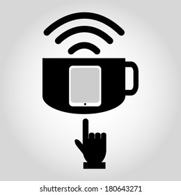 Free Wi-Fi zone icon: cup with wireless signal
