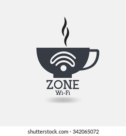 Free Wi-Fi zone icon: cup with wireless signal