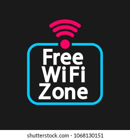 Free WiFi zone icon, flat symbol design template, vector illustration