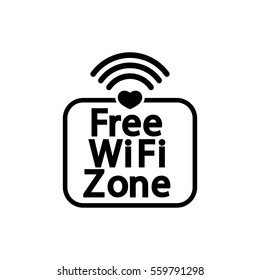 Free Wifi Zone Icon, Love Wi-fi, Flat Design Template, Vector