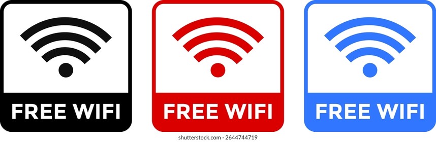 Free wifi zone icon set. Wireless connection icon. internet spot designation. Network wifi business concept. Radio waves signal
