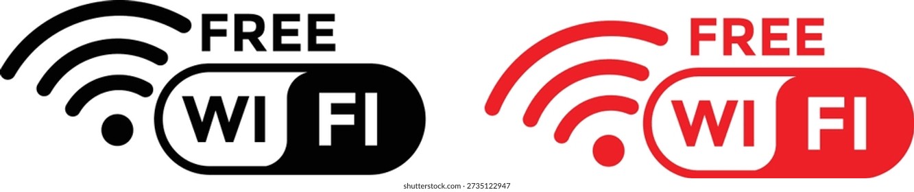 Free wifi zone icon set. Wireless connection icon. internet spot designation. Network wifi business concept. Radio waves signal
