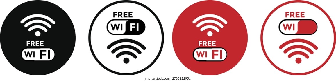 Free wifi zone icon set. Wireless connection icon. internet spot designation. Network wifi business concept. Radio waves signal
