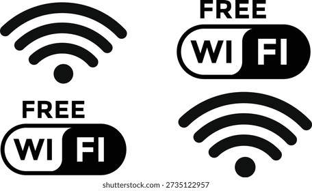 Free wifi zone icon set. Wireless connection icon. internet spot designation. Network wifi business concept. Radio waves signal
