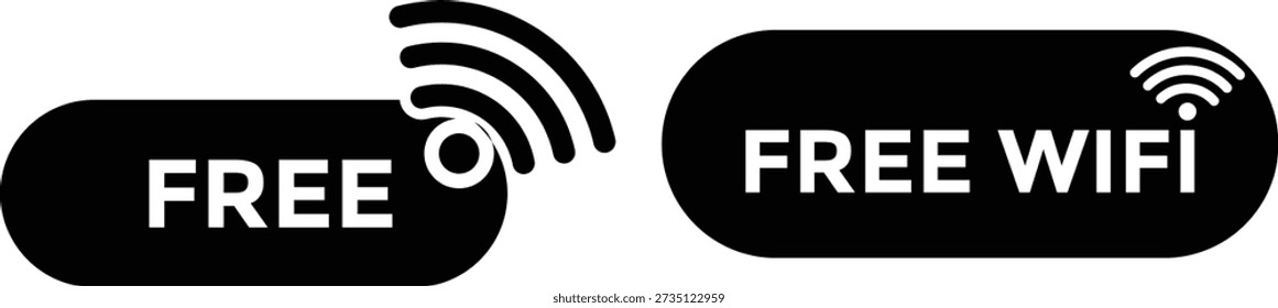 Free wifi zone icon set. Wireless connection icon. internet spot designation. Network wifi business concept. Radio waves signal
