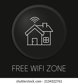  Free wifi zone minimal vector line icon on 3D button isolated on black background. Premium Vector.
