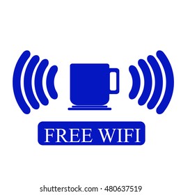 Free Wi-Fi zone vector icon. Cup with wireless signal
