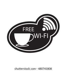 Free Wi-Fi zone vector icon. Cup with wireless signal