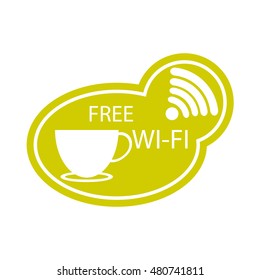Free Wi-Fi zone vector icon. Cup with wireless signal